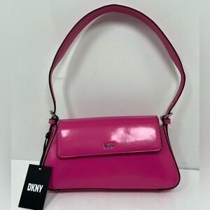 DKNY Suri Flap Shoulder Bag Asymmetric Y2K Hot Pink NWT